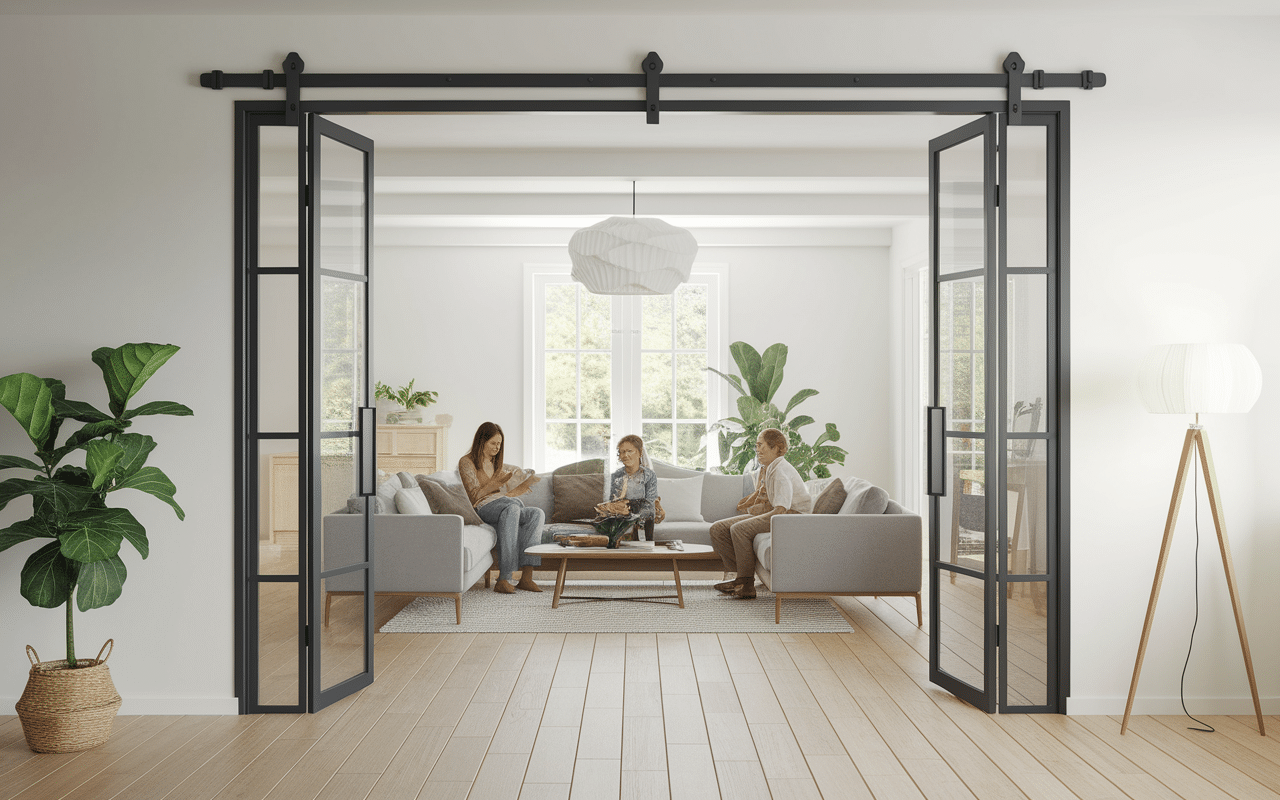 porte intérieure phonique isolation bruit famille salon