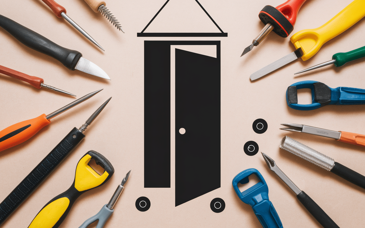 Installation rideau phonique porte d'entrée fixation plafond