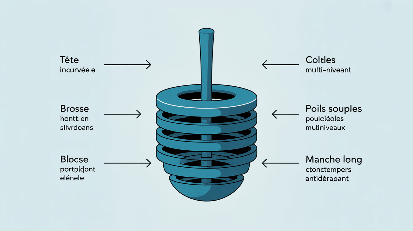 Infographie brosse wc la plus efficace tête silicone incurvée