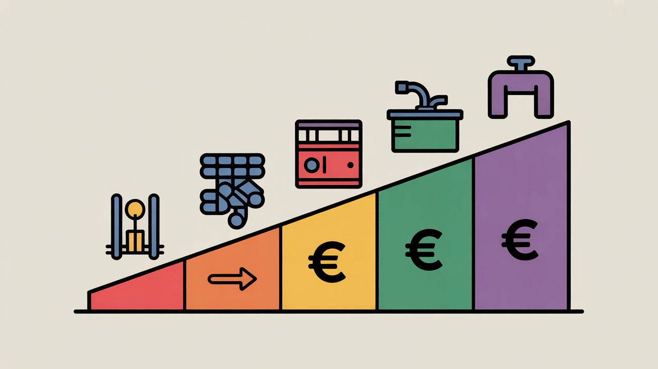 Conteneur aménagé coupe avec équipements et échelle de prix