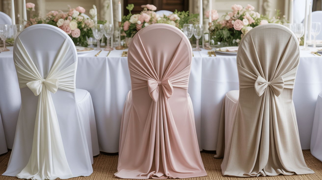 housse de chaise mariage différentes couleurs et matières