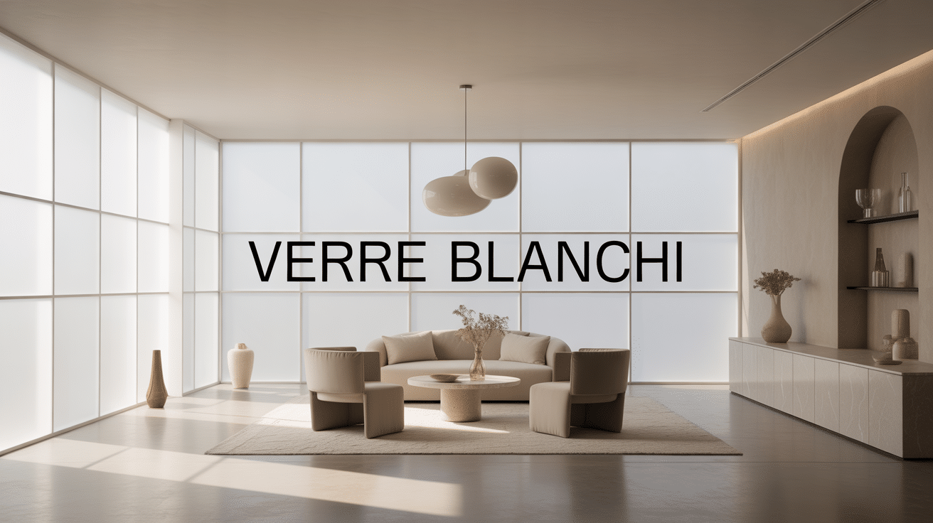 Intérieur lumineux avec cloisons en verre blanchi diffusant la lumière