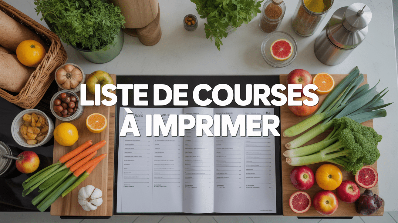 photo liste de courses à imprimer sur table cuisine moderne