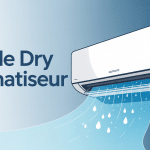 Mode dry climatiseur illustration moderne gouttelettes et circulation air
