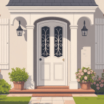 porte d'entrée style campagne bois blanc sur maison pierre