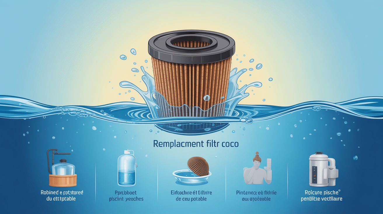 Coût remplacement filtre coco : cartouche stylisée pour eau potable, piscine et ventilation