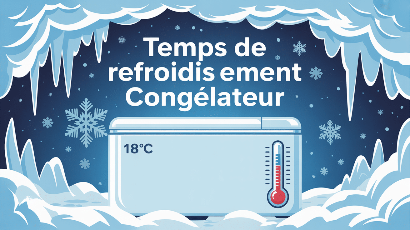En combien de temps un congelateur atteint sa température idéale, image stylisée du congélateur et thermomètre