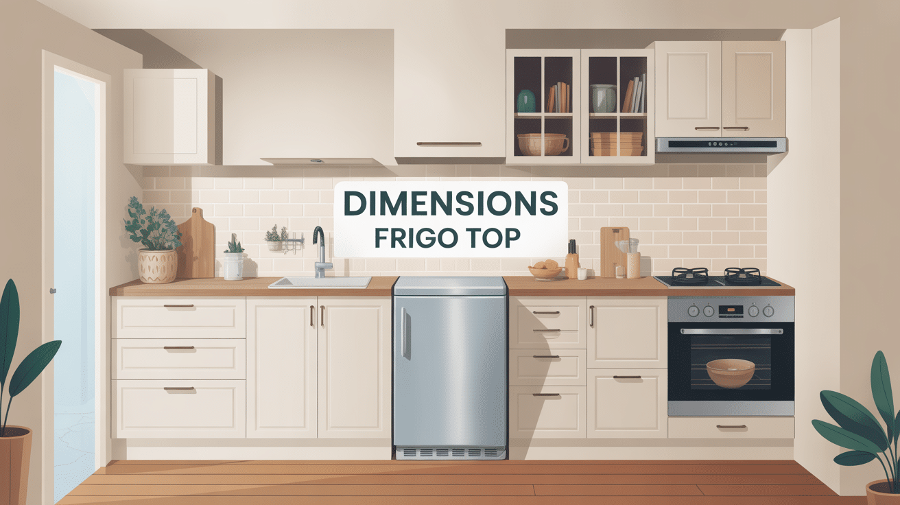 Illustration frigo top dimensions sous plan cuisine moderne