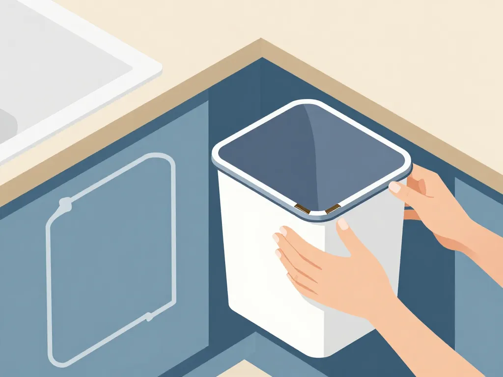 diagramme installation poubelle pour plan de travail encastrable