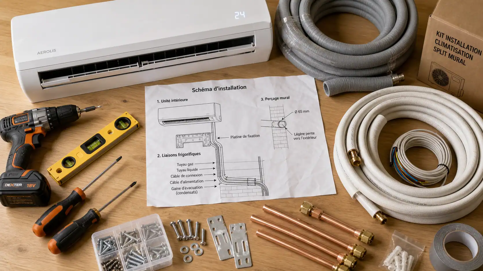 Climatiseur à installer soi même, kit prêt à poser sur table