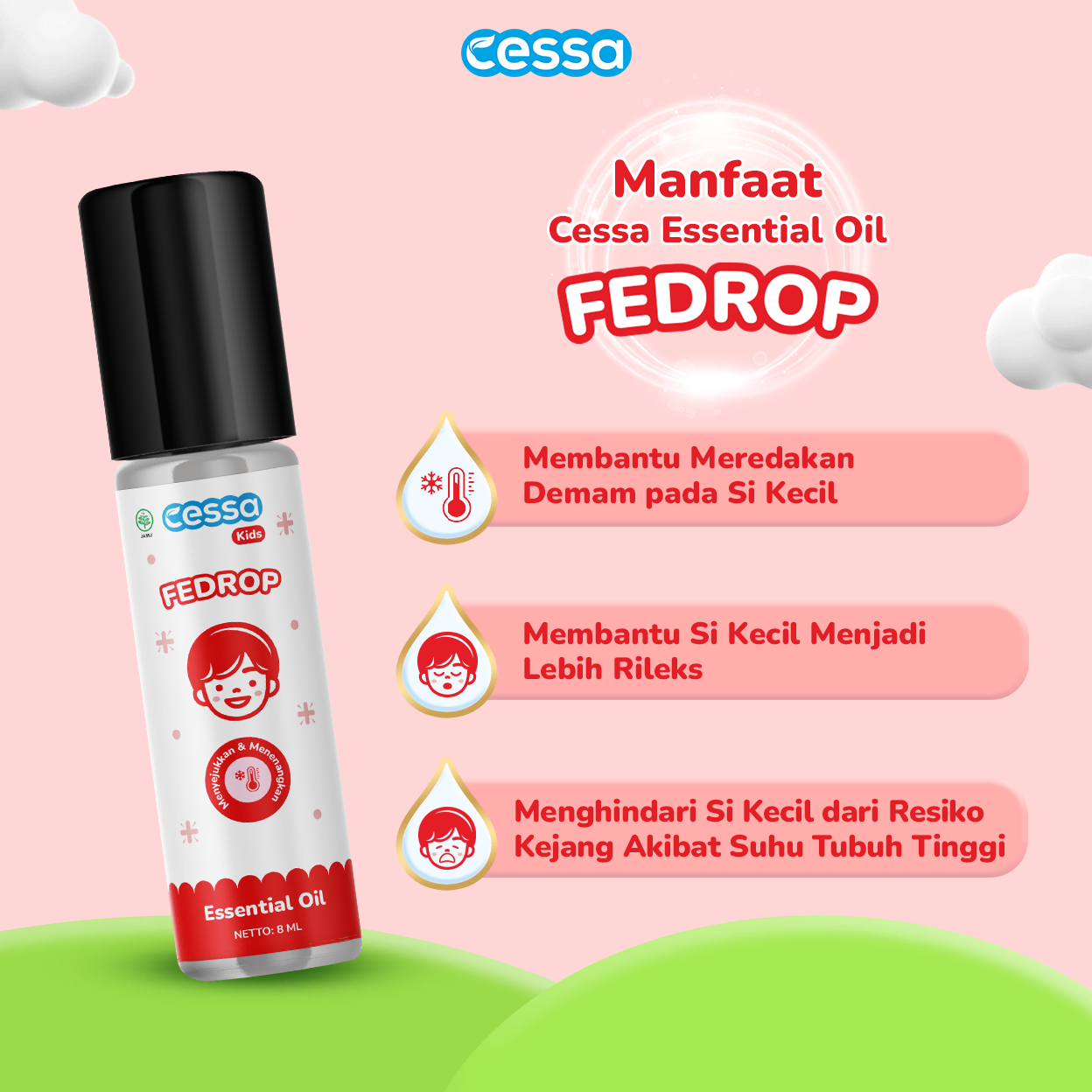 Buy 2 Get 3 - Cessa Kids Happy Nose 8 Ml + Cessa Kids Fedrop 8 Ml Free Cessa Hair & Body Wash Refill 250 Ml - Gambar 3