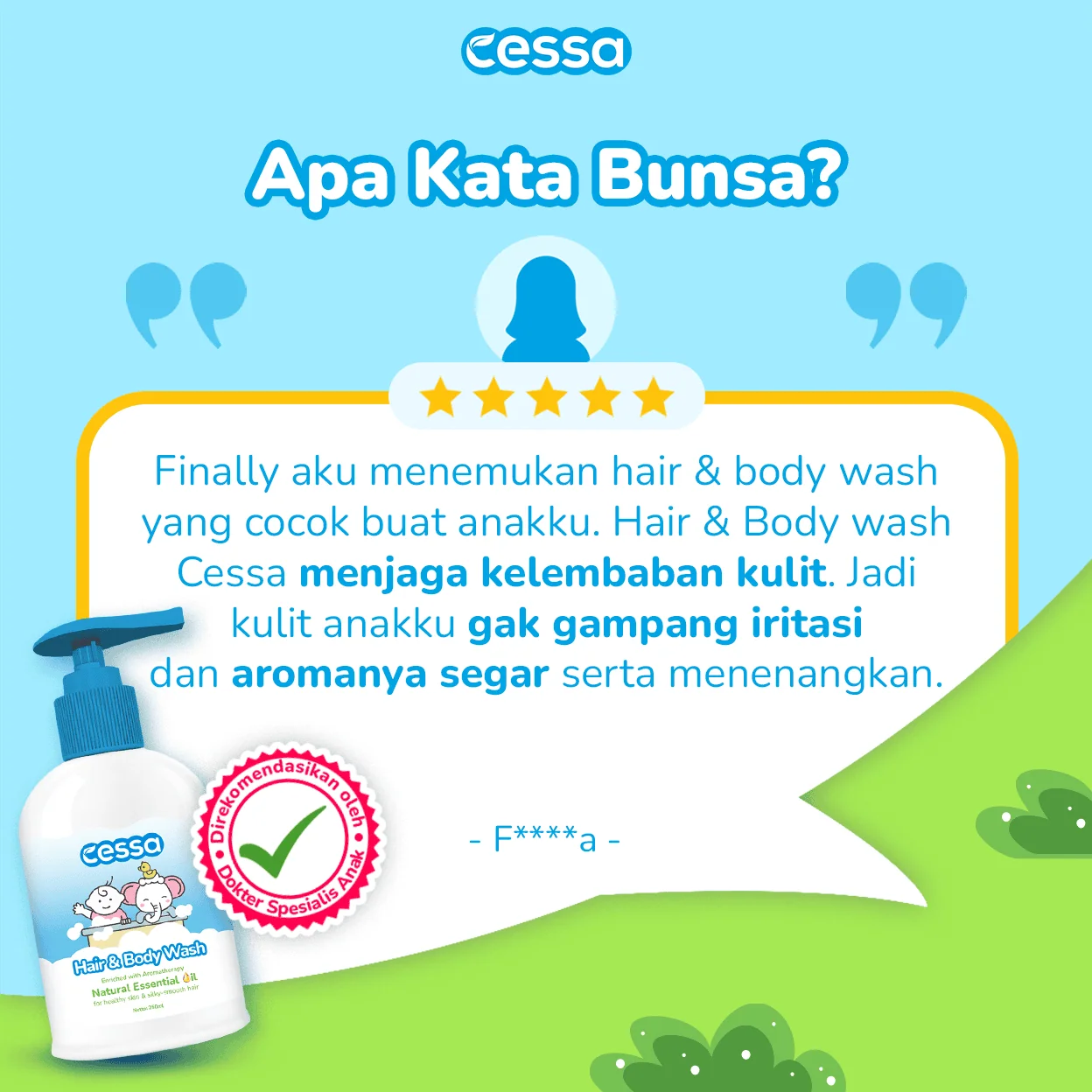Cessa Hair & Body Wash Bottle - Healthy Skin & Silky Smooth Hair 250 Ml - Gambar 5