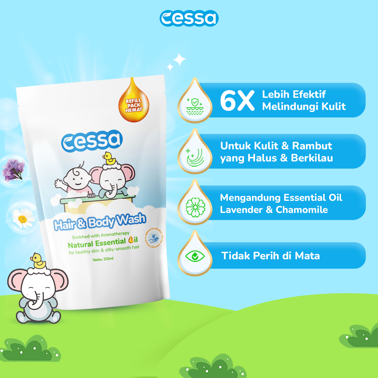 Buy 2 Get 3 - Cessa Kids Happy Nose 8 Ml + Cessa Kids Fedrop 8 Ml Free Cessa Hair & Body Wash Refill 250 Ml - Gambar 9