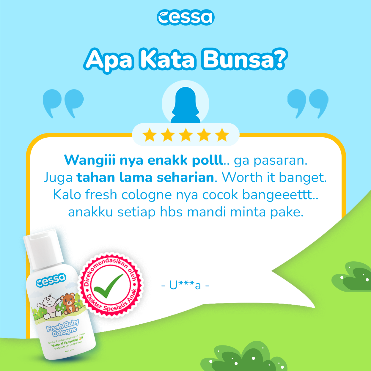 Cessa Fresh Baby Cologne 100 Ml - Perfume & Nourishing Skin Baby - Gambar 5