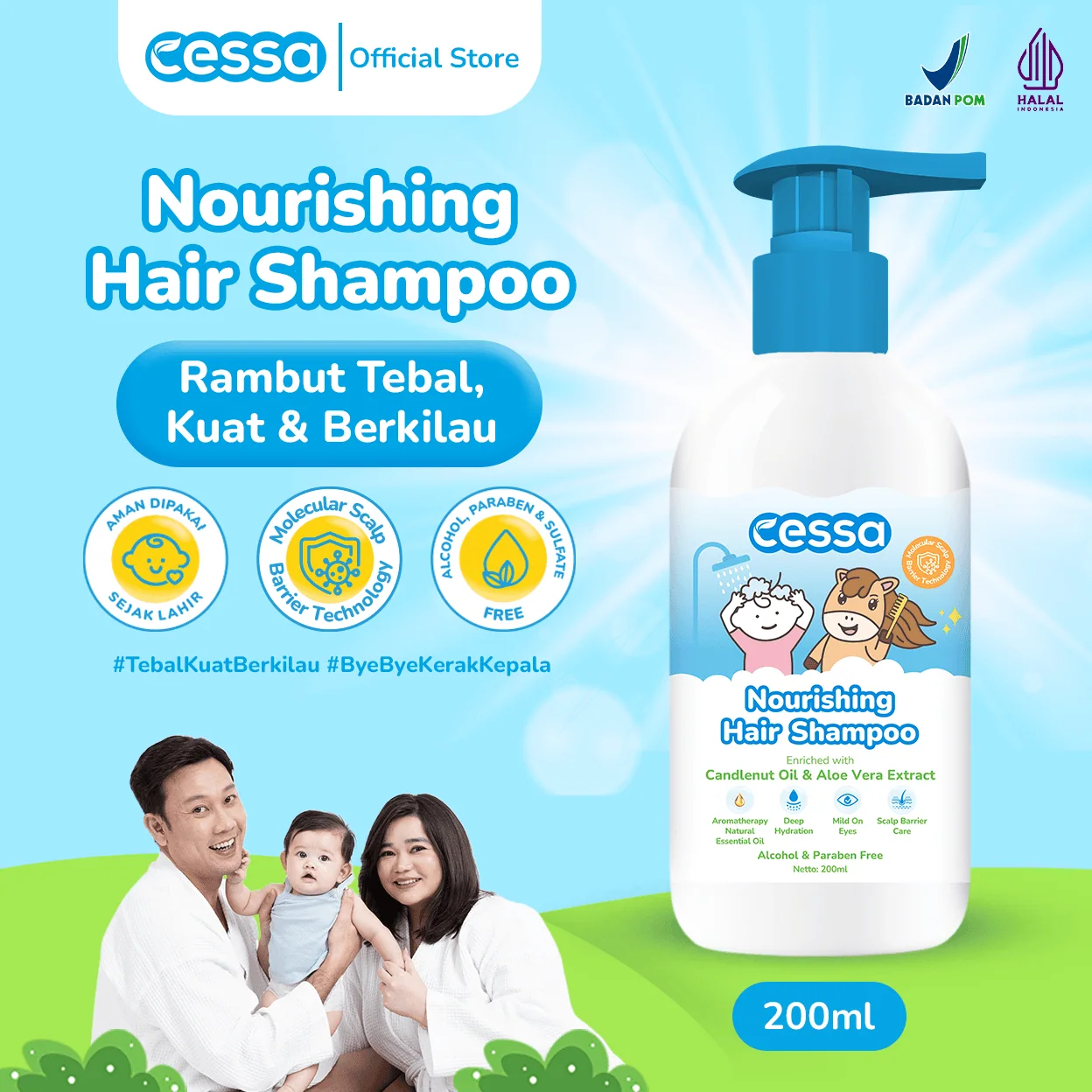 Cessa Nourishing Hair Shampoo 200ml - Growing Hair & Hydrated Scalp 200 Ml - Gambar 3