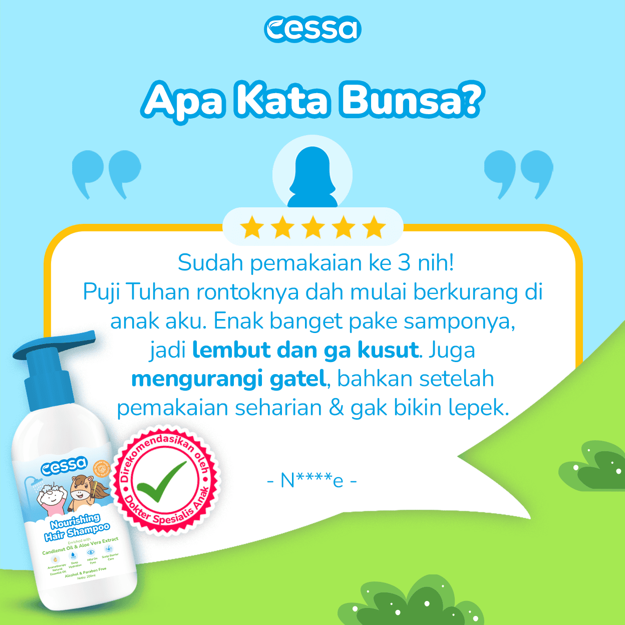Cessa Paket Combo Rambut Tebal dan Kulit Kepala Sehat Nourishing Hair Shampoo 200ml & Nourishing Hair Lotion 100ml - Gambar 8