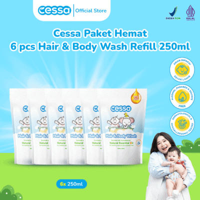 Cessa Paket Hemat 6 pcs Hair & Body Wash Refill 250 Ml - Healthy Skin & Silky Smooth Hair