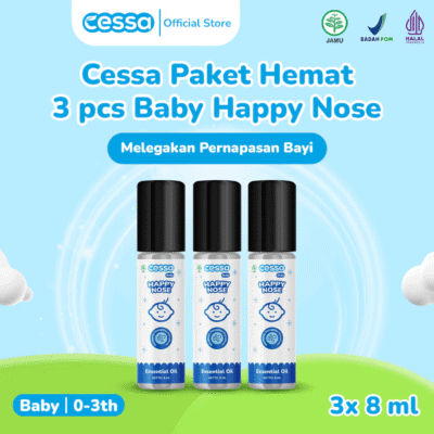 Cessa Paket 3 Pcs Happy Nose Baby 8 Ml - Natural Essential Oil Melegakan Pernapasan