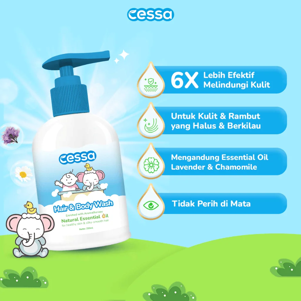 Paket Komplit Cessa Newborn Care - Baby Happy Nose + Baby Fedrop + Baby Lenire + Hair & Body Wash 250ml + 4 in 1 Face & Body Lotion 150ml + Nourishing Hair Lotion 100ml - Gambar 5