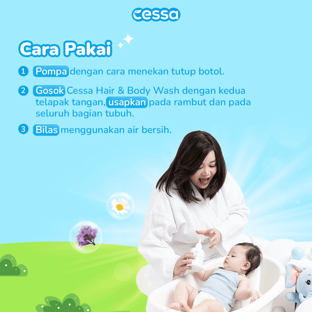 Cessa Paket Hemat 3 pcs Hair & Body Wash Bottle 250 Ml - Healthy Skin & Silky Smooth Hair - Gambar 4
