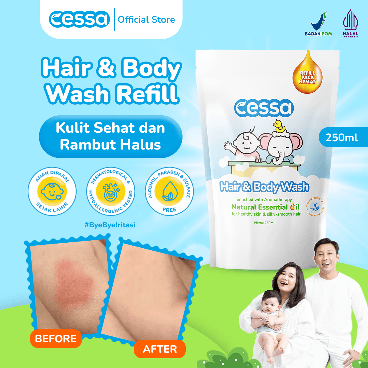 Cessa Hair & Body Wash Refill - Healthy Skin & Silky Smooth Hair 250 Ml