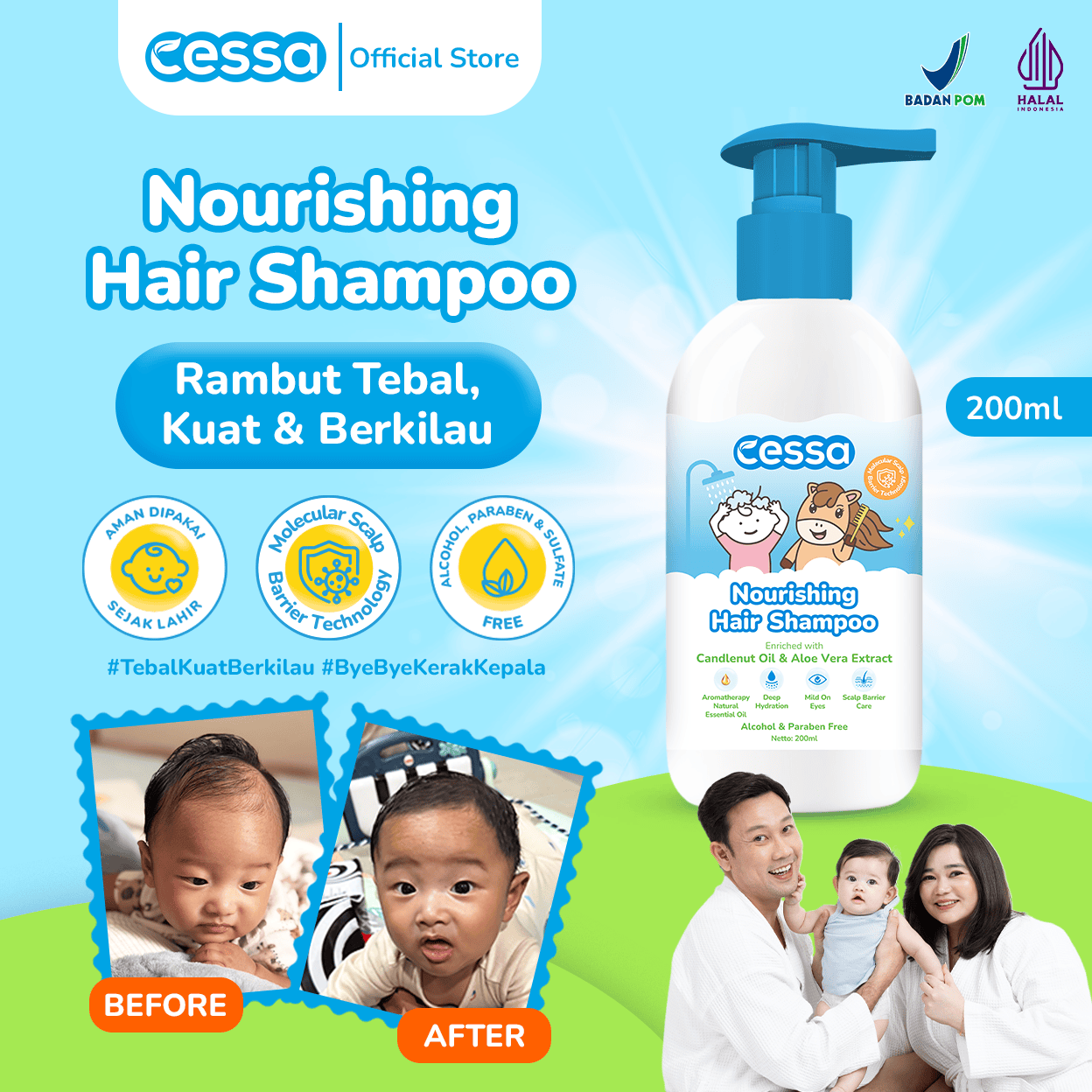 Cessa Nourishing Hair Shampoo 200ml - Growing Hair & Hydrated Scalp 200 Ml - Gambar 2