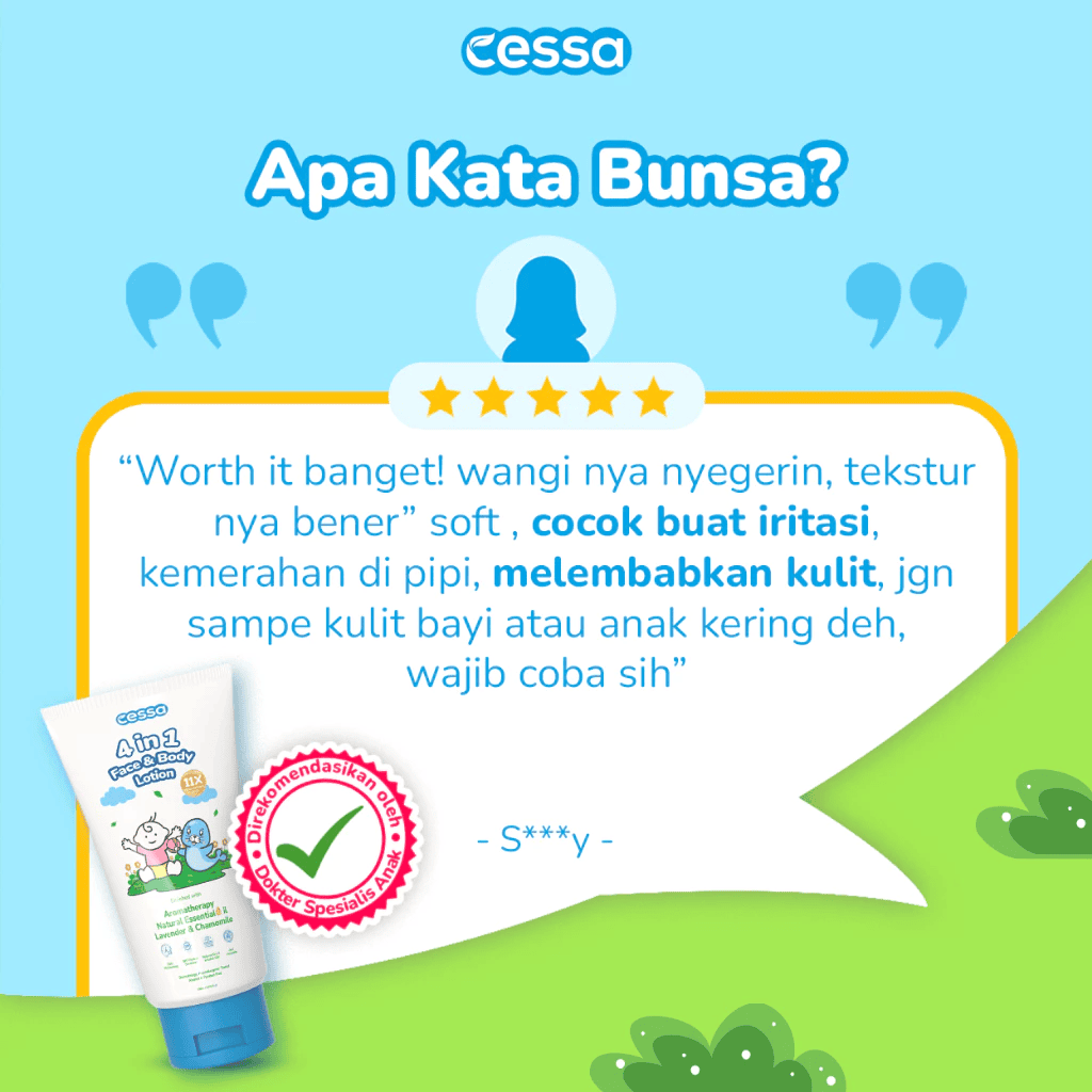 Cessa Paket Hemat 3 pcs 4in1 Face & Body Lotion - Melembabkan & Menyehatkan Kulit Sih Kecil - Gambar 5
