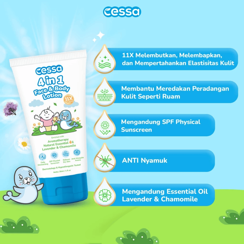 Cessa Paket Easy Breezy Travel - Hair & Body Wash 60ml + Nourishing hair Lotion 60ml + 4 in 1 Face & Body Lotion 30ml - Gambar 4