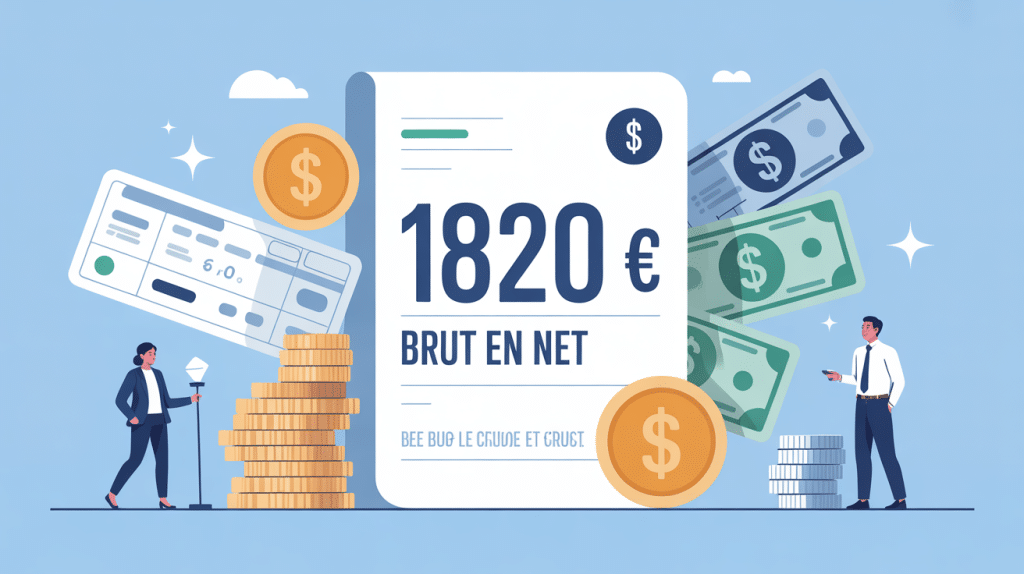 illustration SEO de 1820 brut en net sur fiche de paie