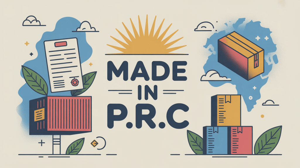 illustration moderne made en p.r.c sur emballage