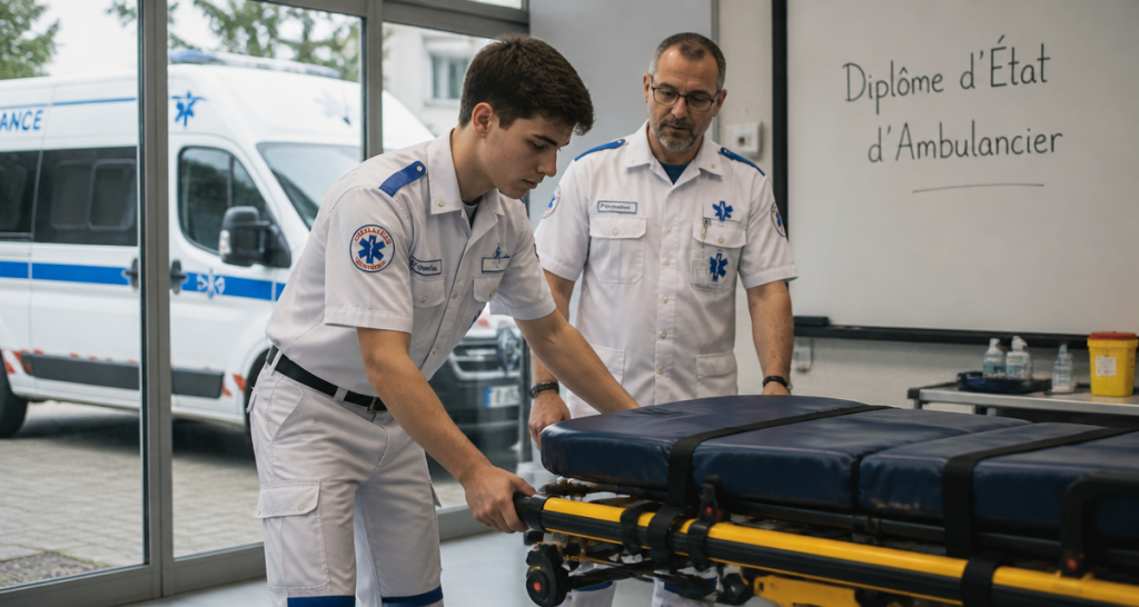 formation ambulancier en alternance apprentissage brancard