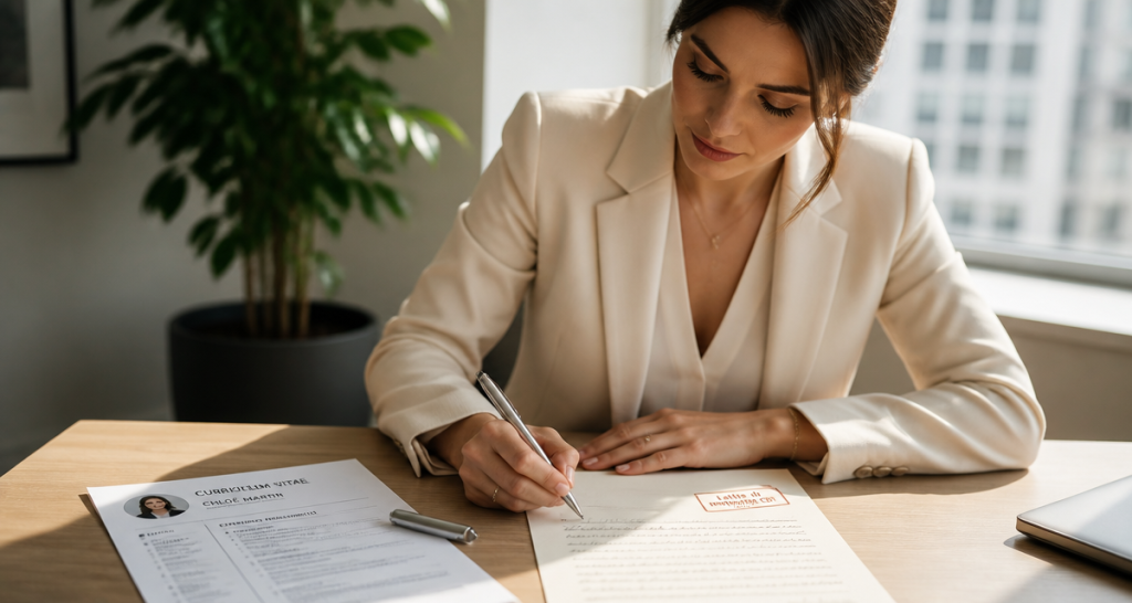 lettre de motivation cdi écrite à la main en bureau moderne