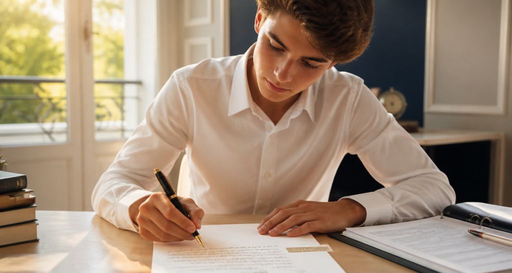 lettre de motivation pour lyceen adolescent rédigeant