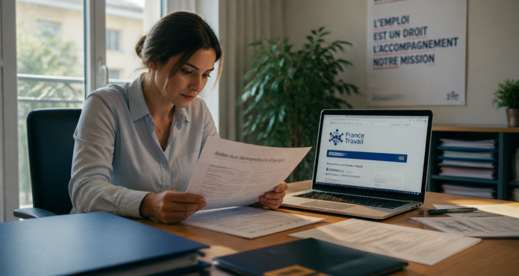 aide pour les sans emploi femme consulte dossier