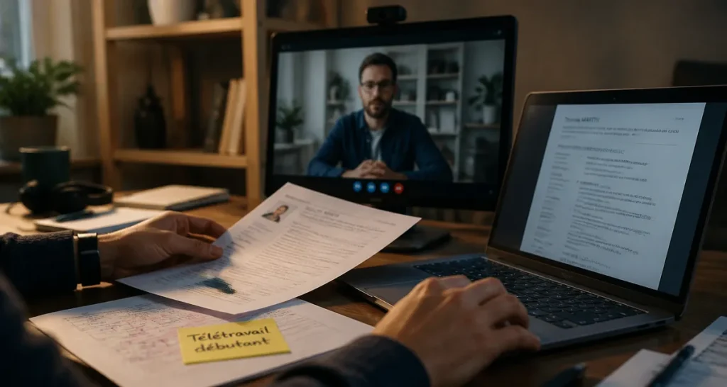 Emploi télétravail sans expérience : télétravail débutant, tri documents et visio