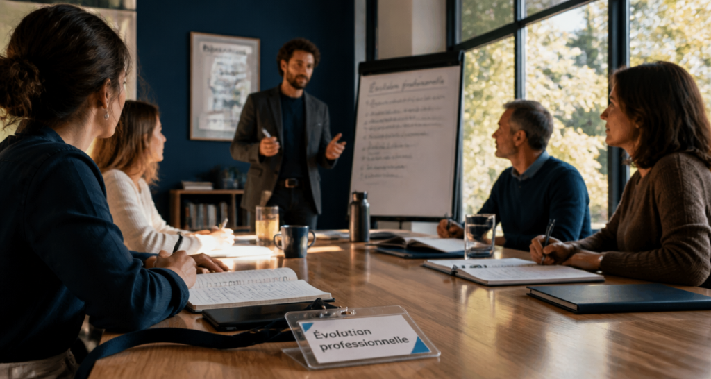 formation conseiller en évolution professionnelle autour d'une table