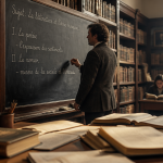 professeur de lettres écrivant au tableau devant ses élèves