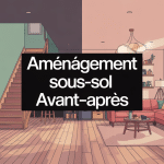 amenagement sous sol avant apres illustration vectorielle