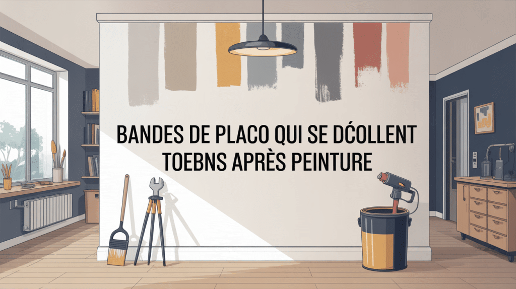 illustration bandes placo qui se décolle après peinture mur moderne