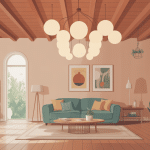 eclairage plafond poutre apparente illustration salon lumineux