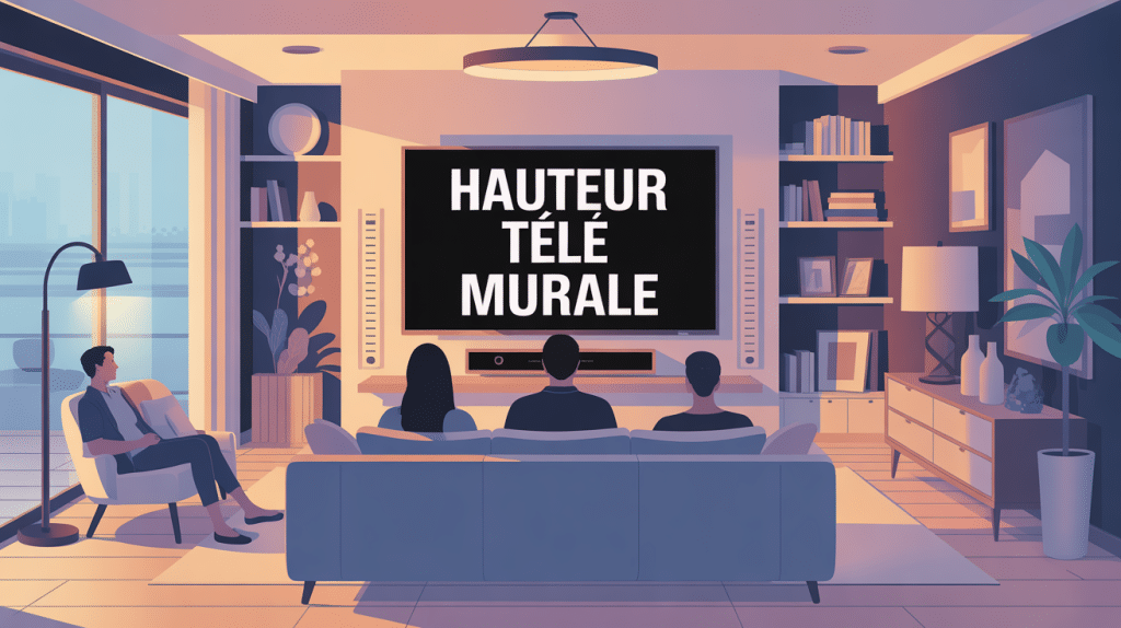 hauteur tele au mur salon moderne