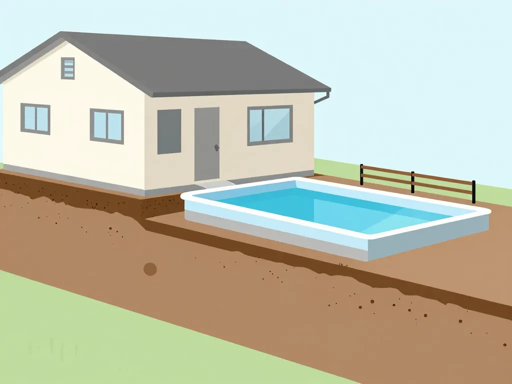 Schéma concept piscine à 1 m de la maison sécurité fondations