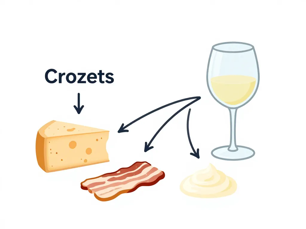 Quel vin avec croziflette, diagramme ingrédients accord vin blanc