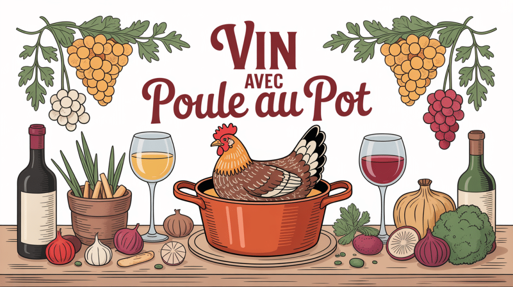 Image centrale quel vin avec une poule au pot table élégante