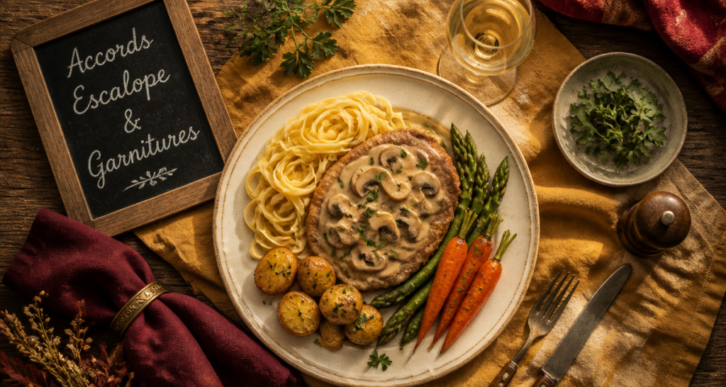 Accompagnement escalopes de veau, crème et champignons