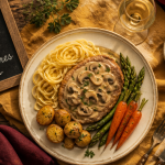 Accompagnement escalopes de veau, crème et champignons