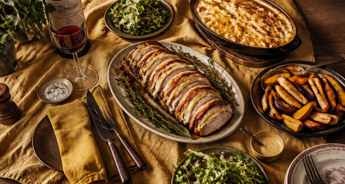 accompagner un roti orloff sur table avec garnitures de saison
