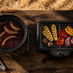 barbecue charbon ou electrique sur table rustique