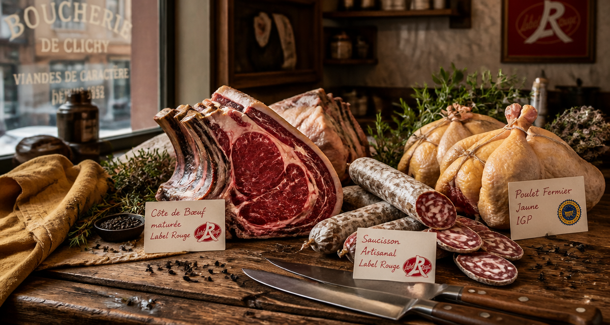 Boucherie Clichy comptoir traditionnel viandes Label Rouge