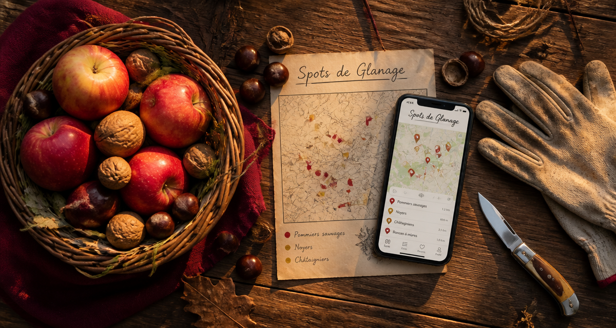 glanage autour de moi panier pommes noix châtaignes carte